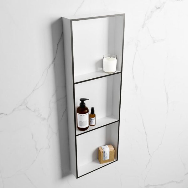 MONDIAZ EASY Nis 89,5x29,5cm in solid surface kleur Urban | Talc. 3 vakken geschikt voor in- of opbouw