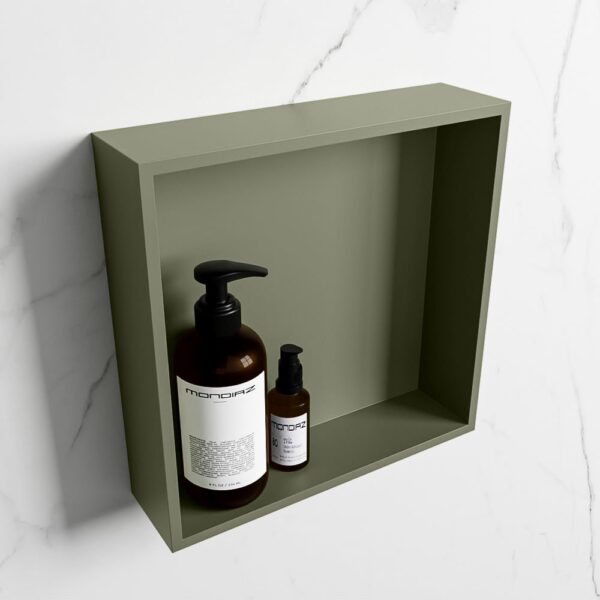 MONDIAZ EASY Nis 29,5x29,5cm in solid surface kleur Army | Army. 1 vak geschikt voor in- of opbouw