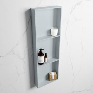MONDIAZ EASY Nis 89,5x29,5cm in solid surface kleur Clay | Clay. 3 vakken geschikt voor in- of opbouw