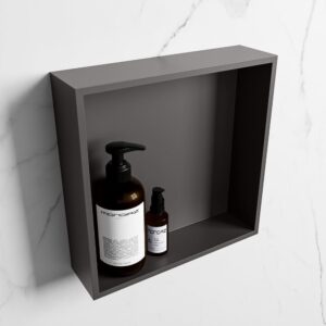 MONDIAZ EASY Nis 29,5x29,5cm in solid surface kleur DarkGrey | DarkGrey. 1 vak geschikt voor in- of opbouw