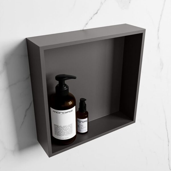 MONDIAZ EASY Nis 29,5x29,5cm in solid surface kleur DarkGrey | DarkGrey. 1 vak geschikt voor in- of opbouw