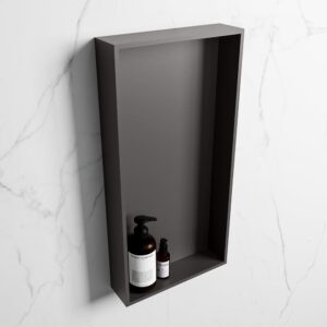 MONDIAZ EASY Nis 59,5x29,5cm in solid surface kleur DarkGrey | DarkGrey. 1 vak geschikt voor in- of opbouw