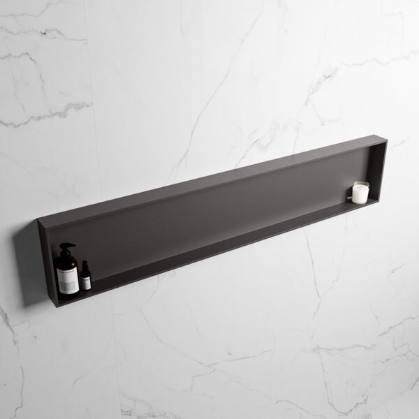 MONDIAZ EASY Nis 149,5x29,5cm in solid surface kleur DarkGrey | DarkGrey. 1 vak geschikt voor in- of opbouw