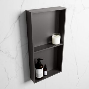 MONDIAZ EASY Nis 59,5x29,5cm in solid surface kleur DarkGrey | DarkGrey. 2 vakken geschikt voor in- of opbouw