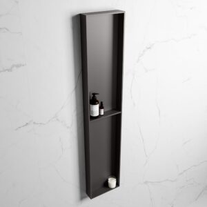 MONDIAZ EASY Nis 89,5x29,5cm in solid surface kleur DarkGrey | DarkGrey. 2 vakken geschikt voor in- of opbouw