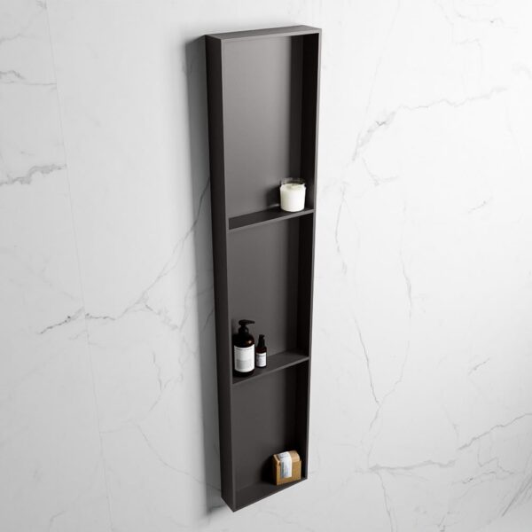 MONDIAZ EASY Nis 149,5x29,5cm in solid surface kleur DarkGrey | DarkGrey. 3 vakken geschikt voor in- of opbouw