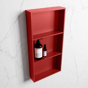 MONDIAZ EASY Nis 59,5x29,5cm in solid surface kleur Fire | Fire. 3 vakken geschikt voor in- of opbouw
