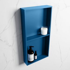 MONDIAZ EASY Nis 59,5x29,5cm in solid surface kleur Jeans | Jeans. 2 vakken geschikt voor in- of opbouw