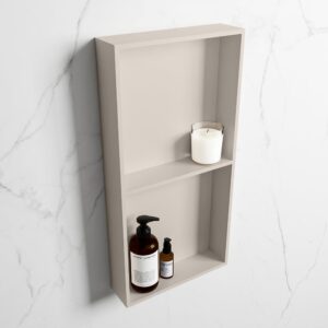 MONDIAZ EASY Nis 59,5x29,5cm in solid surface kleur Linen | Linen. 2 vakken geschikt voor in- of opbouw