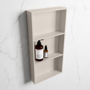 MONDIAZ EASY Nis 59,5x29,5cm in solid surface kleur Linen | Linen. 3 vakken geschikt voor in- of opbouw