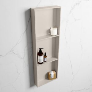 MONDIAZ EASY Nis 89,5x29,5cm in solid surface kleur Linen | Linen. 3 vakken geschikt voor in- of opbouw
