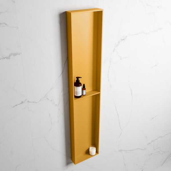 MONDIAZ EASY Nis 89,5x29,5cm in solid surface kleur Ocher | Ocher. 2 vakken geschikt voor in- of opbouw