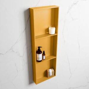 MONDIAZ EASY Nis 89,5x29,5cm in solid surface kleur Ocher | Ocher. 3 vakken geschikt voor in- of opbouw