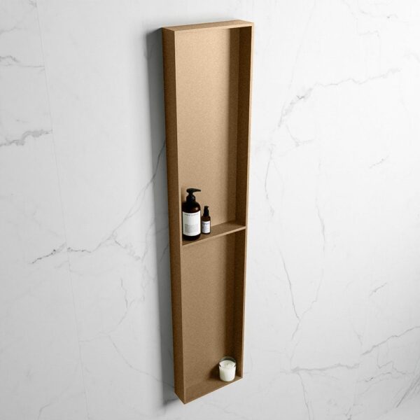 MONDIAZ EASY Nis 89,5x29,5cm in solid surface kleur Oro | Oro. 2 vakken geschikt voor in- of opbouw