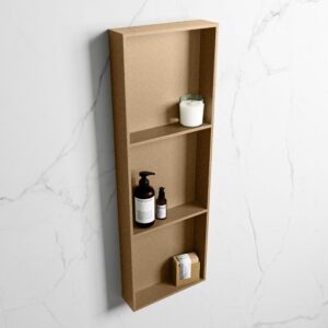 MONDIAZ EASY Nis 89,5x29,5cm in solid surface kleur Oro | Oro. 3 vakken geschikt voor in- of opbouw