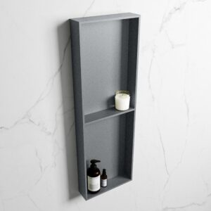 MONDIAZ EASY Nis 149,5x29,5cm in solid surface kleur Plata | Plata. 2 vakken geschikt voor in- of opbouw