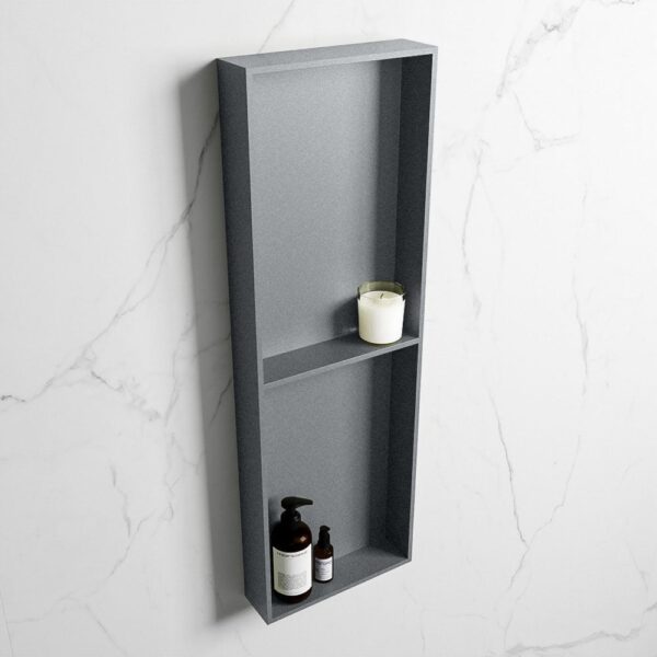 MONDIAZ EASY Nis 149,5x29,5cm in solid surface kleur Plata | Plata. 2 vakken geschikt voor in- of opbouw