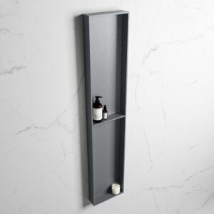 MONDIAZ EASY Nis 89,5x29,5cm in solid surface kleur Plata | Plata. 2 vakken geschikt voor in- of opbouw