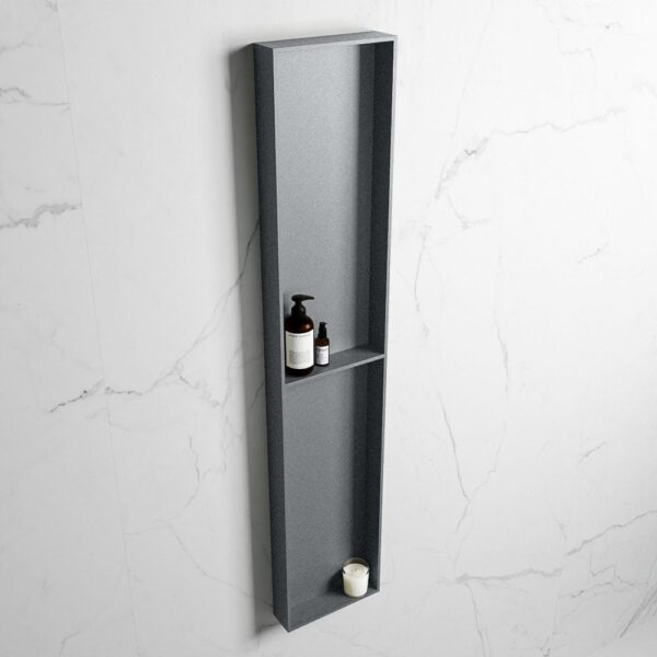 MONDIAZ EASY Nis 89,5x29,5cm in solid surface kleur Plata | Plata. 2 vakken geschikt voor in- of opbouw