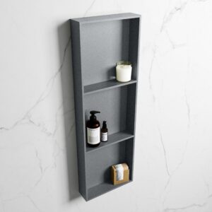 MONDIAZ EASY Nis 89,5x29,5cm in solid surface kleur Plata | Plata. 3 vakken geschikt voor in- of opbouw