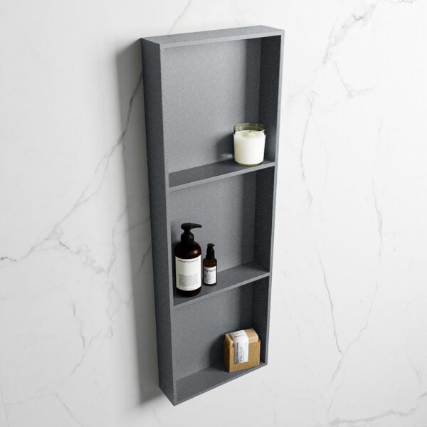 MONDIAZ EASY Nis 89,5x29,5cm in solid surface kleur Plata | Plata. 3 vakken geschikt voor in- of opbouw