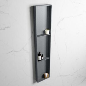 MONDIAZ EASY Nis 149,5x29,5cm in solid surface kleur Plata | Plata. 3 vakken geschikt voor in- of opbouw