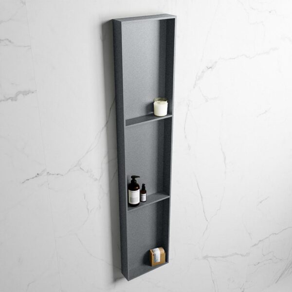 MONDIAZ EASY Nis 149,5x29,5cm in solid surface kleur Plata | Plata. 3 vakken geschikt voor in- of opbouw