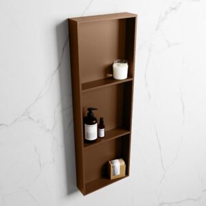 MONDIAZ EASY Nis 89,5x29,5cm in solid surface kleur Rust | Rust. 3 vakken geschikt voor in- of opbouw