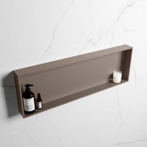 MONDIAZ EASY Nis 89,5x29,5cm in solid surface kleur Smoke | Smoke. 1 vak geschikt voor in- of opbouw