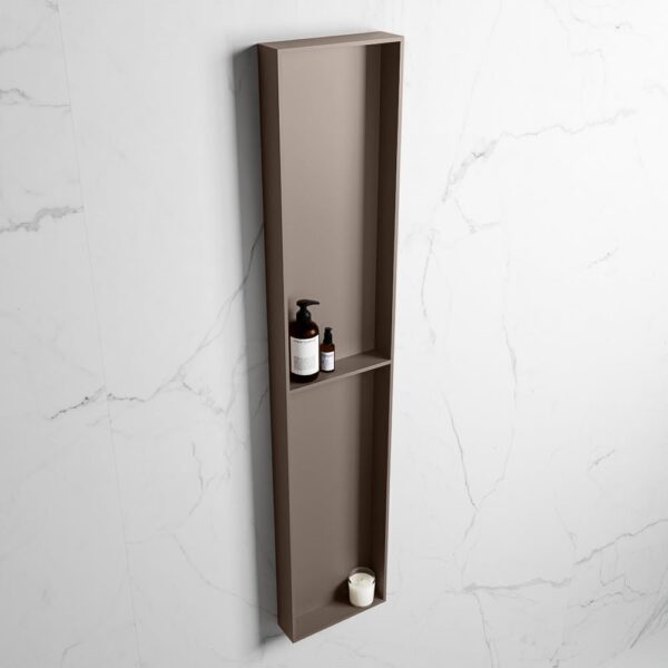 MONDIAZ EASY Nis 89,5x29,5cm in solid surface kleur Smoke | Smoke. 2 vakken geschikt voor in- of opbouw