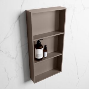 MONDIAZ EASY Nis 59,5x29,5cm in solid surface kleur Smoke | Smoke. 3 vakken geschikt voor in- of opbouw