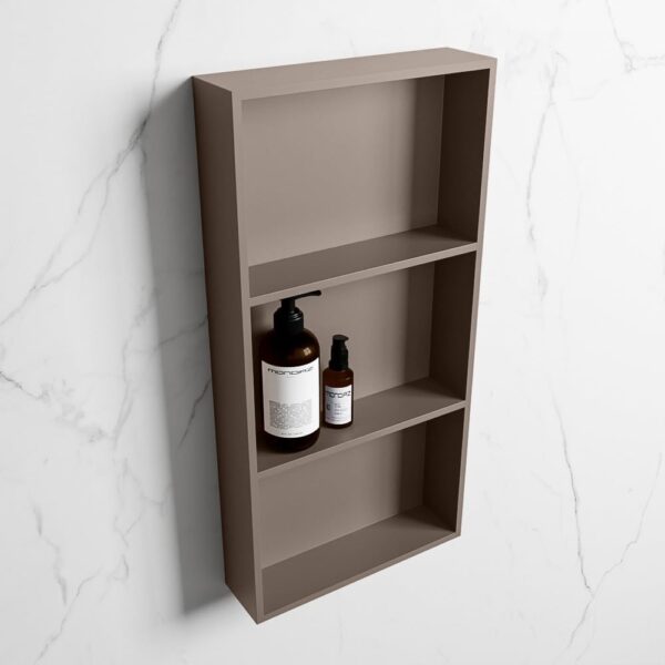 MONDIAZ EASY Nis 59,5x29,5cm in solid surface kleur Smoke | Smoke. 3 vakken geschikt voor in- of opbouw