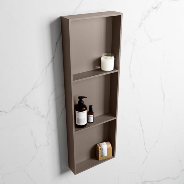 MONDIAZ EASY Nis 89,5x29,5cm in solid surface kleur Smoke | Smoke. 3 vakken geschikt voor in- of opbouw
