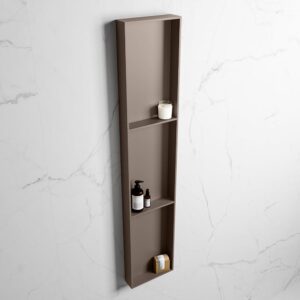 MONDIAZ EASY Nis 149,5x29,5cm in solid surface kleur Smoke | Smoke. 3 vakken geschikt voor in- of opbouw