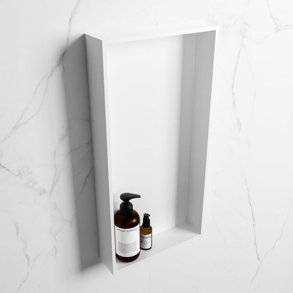 MONDIAZ EASY Nis 59,5x29,5cm in solid surface kleur Talc | Talc. 1 vak geschikt voor in- of opbouw