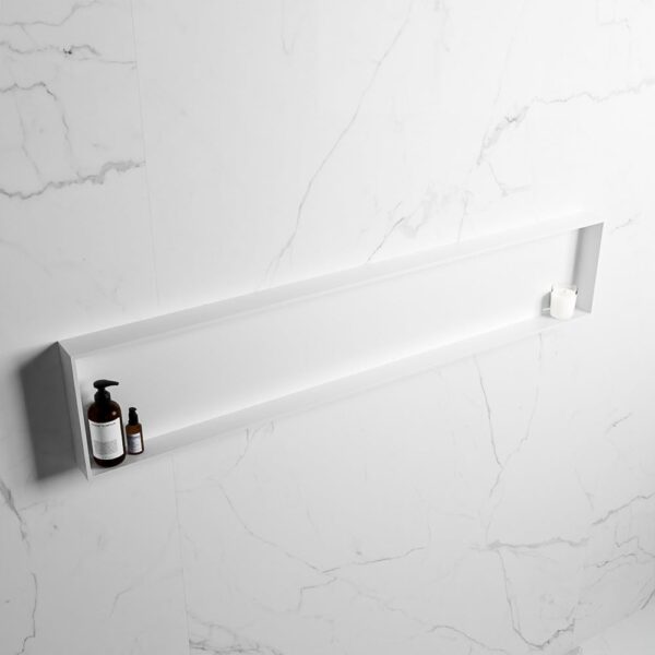 MONDIAZ EASY Nis 149,5x29,5cm in solid surface kleur Talc | Talc. 1 vak geschikt voor in- of opbouw