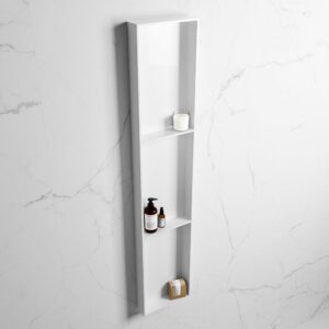 MONDIAZ EASY Nis 149,5x29,5cm in solid surface kleur Talc | Talc. 3 vakken geschikt voor in- of opbouw