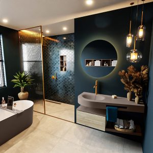 MONDIAZ RIVA 120cm badmeubel onderkast / planchet kleur Light_Brown_Grey met 1 lade. Wastafel DULCET links 1 kraangat kleur Smoke.