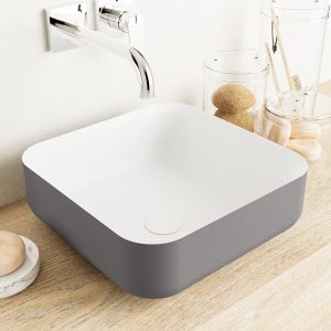 MONDIAZ BINX Waskom solid surface 36cm kleur Dark Grey / Talc