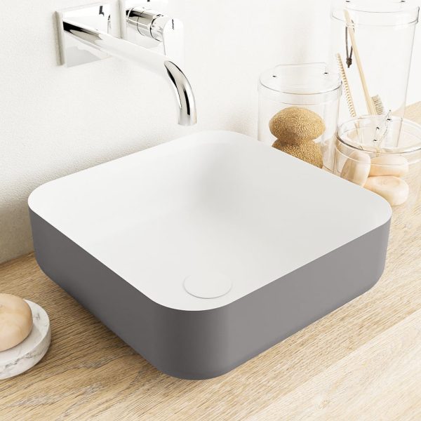 MONDIAZ BINX Waskom solid surface 36cm kleur Dark Grey / Talc