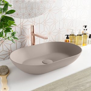 MONDIAZ ONNI Waskom solid surface 55cm kleur Smoke / Smoke