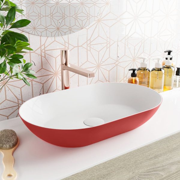 MONDIAZ ONNI Waskom solid surface 55cm kleur Fire / Talc